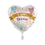 Folinis helio balionas „Su gimimo diena”/širdelė