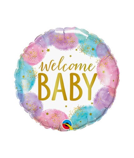 Folinis helio balionas „Welcome baby”/spalvotas