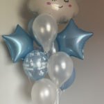 Helio balionų setas krikštynoms – švelnios spalvos dekoracijos